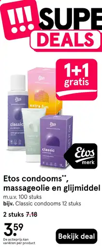 Etos Etos condooms massageolie en glijmiddel aanbieding