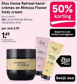 Etos Etos Home Retreat hand- crèmes en Mimosa Flower body cream aanbieding