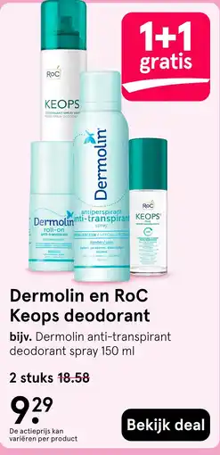Etos Dermolin en RoC Keops deodorant aanbieding