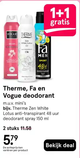 Etos Therme, Fa en Vogue deodorant aanbieding
