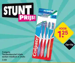 DA Colgate Tandenborstel triple action medium 4 stuks aanbieding