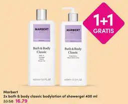 DA Marbert 2x bath & body classic bodylotion of showergel aanbieding
