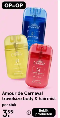 Etos Amour de Carnaval travelsize body & hairmist aanbieding