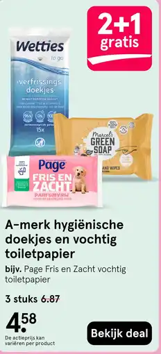 Etos A-merk hygiënische doekjes en vochtig toiletpapier aanbieding