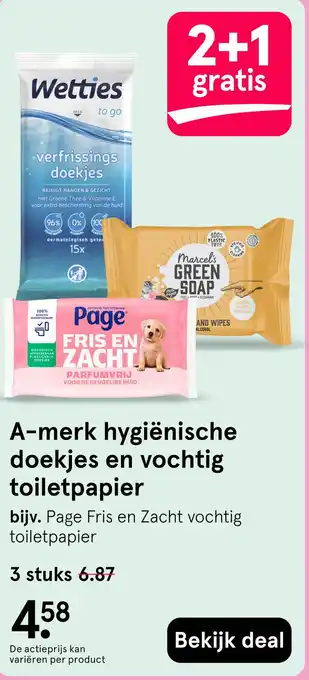Etos A-merk hygiënische doekjes en vochtig toiletpapier aanbieding