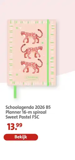 Bruna Schoolagenda 2026 B5 Planner 16-m spiraal Sweet Pastel FSC aanbieding
