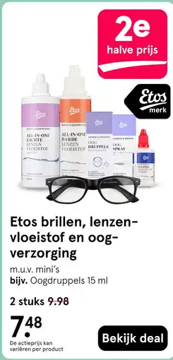 Etos Etos brillen, lenzen- vloeistof en oog- verzorging aanbieding