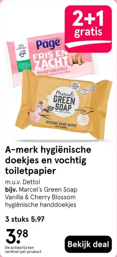 Etos A-merk hygiënische doekjes en vochtig toiletpapier aanbieding
