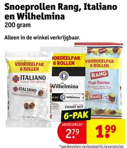 Kruidvat Snoeprollen Rang, Italiano en Wilhelmina aanbieding