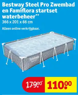 Kruidvat Bestway Steel Pro Zwembad en Famiflora Startset Waterbeheer aanbieding