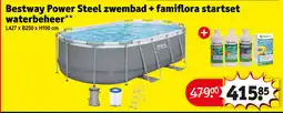 Kruidvat Bestway power steel zwembad + famiflora startset waterbeheer aanbieding