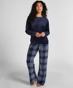 Hunkemoller Hunkemöller Pyjamaset Velours Blauw aanbieding