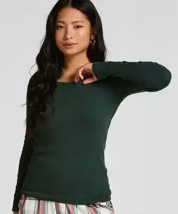 Hunkemoller Hunkemöller Pyjamatop Katoen Groen aanbieding