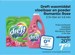 Trekpleister Dreft wasmiddel vloeibaar en poeder Romantic Rose aanbieding