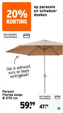 GAMMA Parasol Florida beige aanbieding