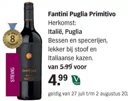 Albert Heijn Fantini Puglia Primitivo aanbieding