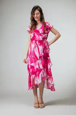 Wehkamp LabeL DOT wikkel-/overslagjurk roze aanbieding