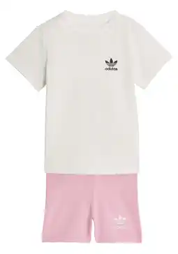 Wehkamp adidas Originals T-shirt + short wit/roze aanbieding