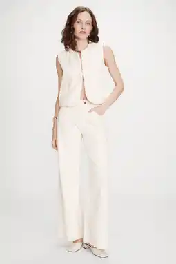 Wehkamp Grace & Mila highwaist wide leg jeans crème aanbieding