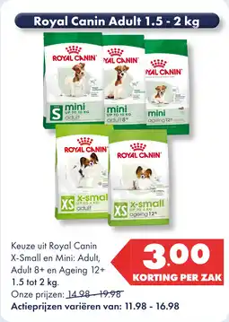 Huisdier Voordeelshop Royal Canin Adult 1.5 -2 kg aanbieding