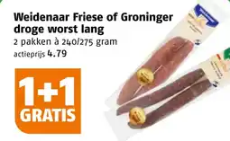 Poiesz Weidenaar Friese of Groninger droge worst lang aanbieding