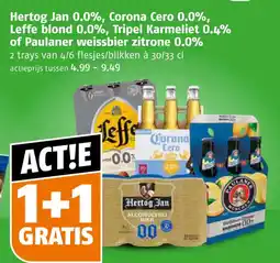 Poiesz Hertog Jan 0.0%, Corona Cero 0.0%, Leffe blond 0.0%, Tripel Karmeliet 0.4% of Paulaner weissbier zitrone 0.0% aanbieding