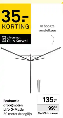 Karwei Brabantia droogmolen Lift-O-Matic aanbieding