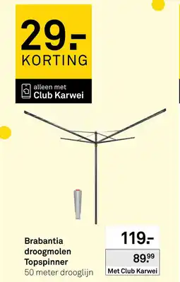 Karwei Brabantia droogmolen Topspinner aanbieding