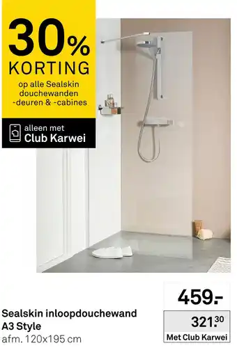 Karwei Sealskin inloopdouchewand A3 Style aanbieding
