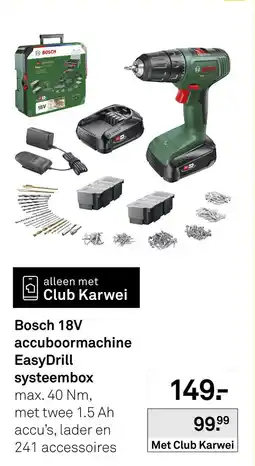 Karwei Bosch 18V accuboormachine EasyDrill systeembox aanbieding