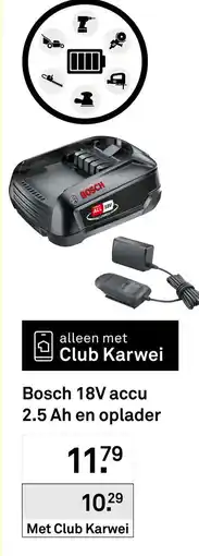 Karwei Bosch 18V accu 2,5 Ah en oplader aanbieding