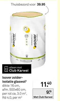 Karwei Isover zolderisolatie glaswol aanbieding
