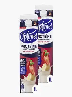 Flink Optimel Proteïne drink yoghurt aardbei banaan 1l 2x aanbieding