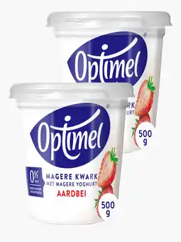 Flink Optimel Magere kwark aardbei 500g 2x aanbieding