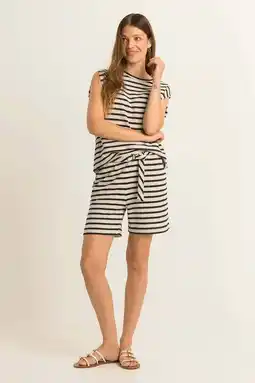 Wehkamp Expresso wide leg regularwaist gestreepte casual short zwart aanbieding