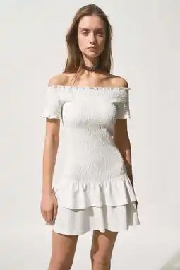 Wehkamp MANGO TEEN off shoulder jurk ecru aanbieding