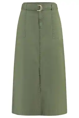 Wehkamp CLAUDIA BY CLAUDIA STRÄTER denim midi rok donkergroen aanbieding