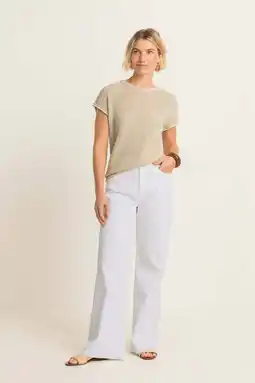 Wehkamp Expresso highwaist wide leg jeans ecru aanbieding