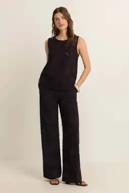 Wehkamp Expresso straight fit casual broek broderie zwart aanbieding