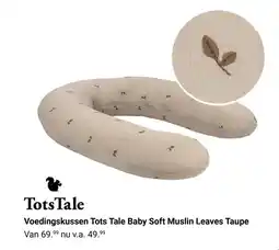 Van Asten BabySuperstore Voedingskussen Tots Tale Baby Soft Muslin Leaves Taupe aanbieding