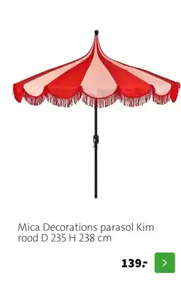 Intratuin Mica Decorations parasol Kim rood D 235 H 238 cm aanbieding
