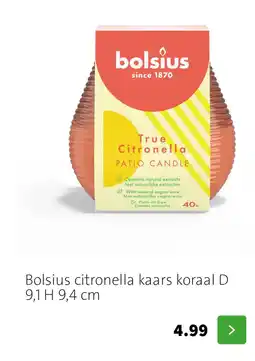 Intratuin Bolsius citronella kaars koraal D 9,1 H 9,4 cm aanbieding