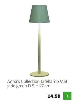 Intratuin Anna's Collection tafellamp Mat jade groen D 9 H 27 cm aanbieding