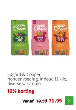 Intratuin Edgard & Cooper hondenvoeding. Inhoud 12 kilo, diverse varianten. aanbieding