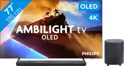 Coolblue Philips Ambilight 77'' OLED760 4K (2025) + JBL Bar 1000 MK2 Zwart aanbieding