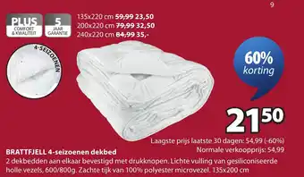 Jysk Brattfjell 4-seizoenen dekbed aanbieding