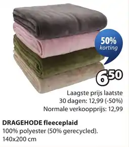 Jysk Dragehode fleeceplaid aanbieding