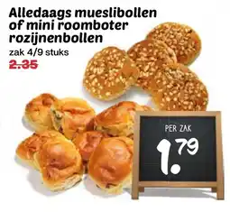 De Boerenschuur Alledaags mueslibollen of mini roomboter rozijnenbollen aanbieding