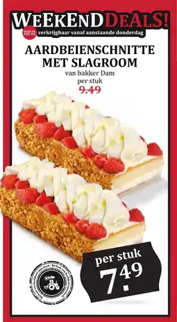 De Boerenschuur Aardbeienschnitte met slagroom aanbieding