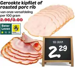 De Boerenschuur Gerookte kipfilet of roasted porc rib aanbieding